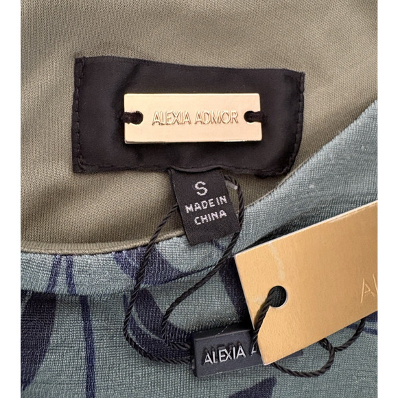 ALEXIA ADMOR Sage Floral Luna Dress Size Small Drop Waist Midi Wedding Guest - Picture 2 of 15